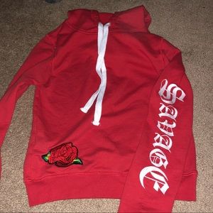 Savage rose old English letter hoodie